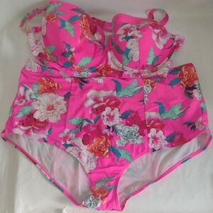 Torrid Pink Floral Bikini Set (J362)